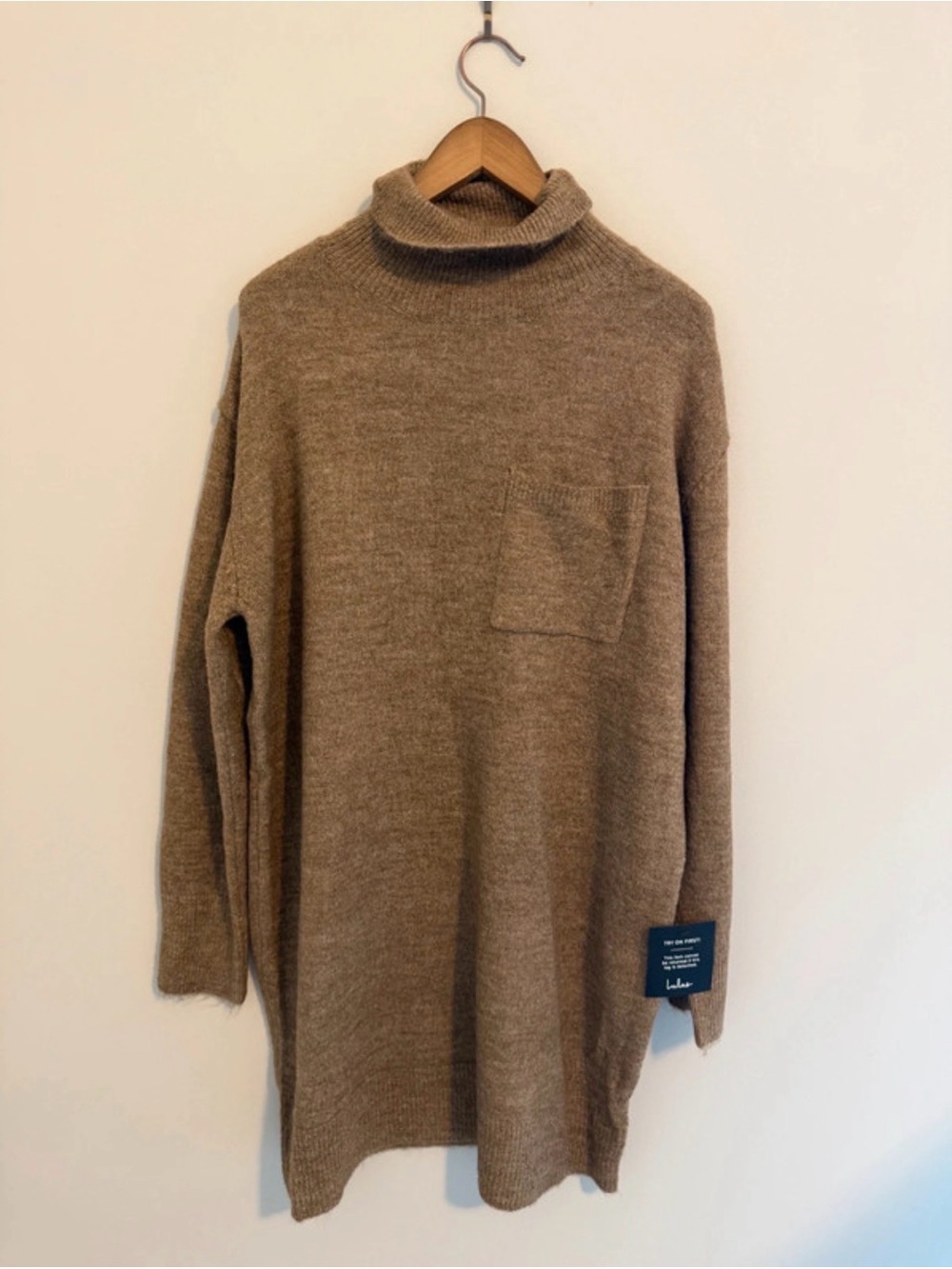 Lulus - NWT Brown Turtleneck Mini Sweater Dress
